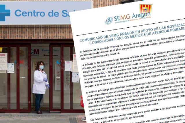 Comunicado de SEMG Aragón en apoyo de las movilizaciones convocadas por los medicos de Atencion Primaria